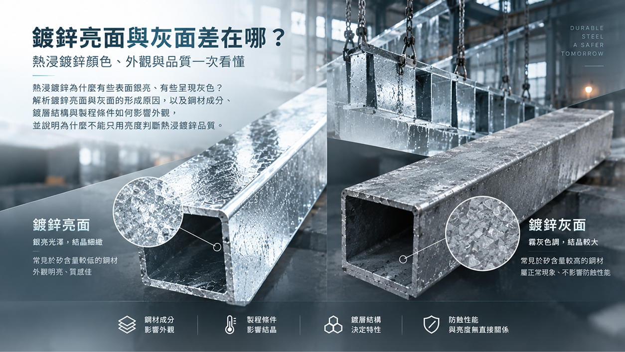 鍍鋅亮面與灰面差在哪？熱浸鍍鋅顏色、外觀與品質一次看懂｜金正豐企業